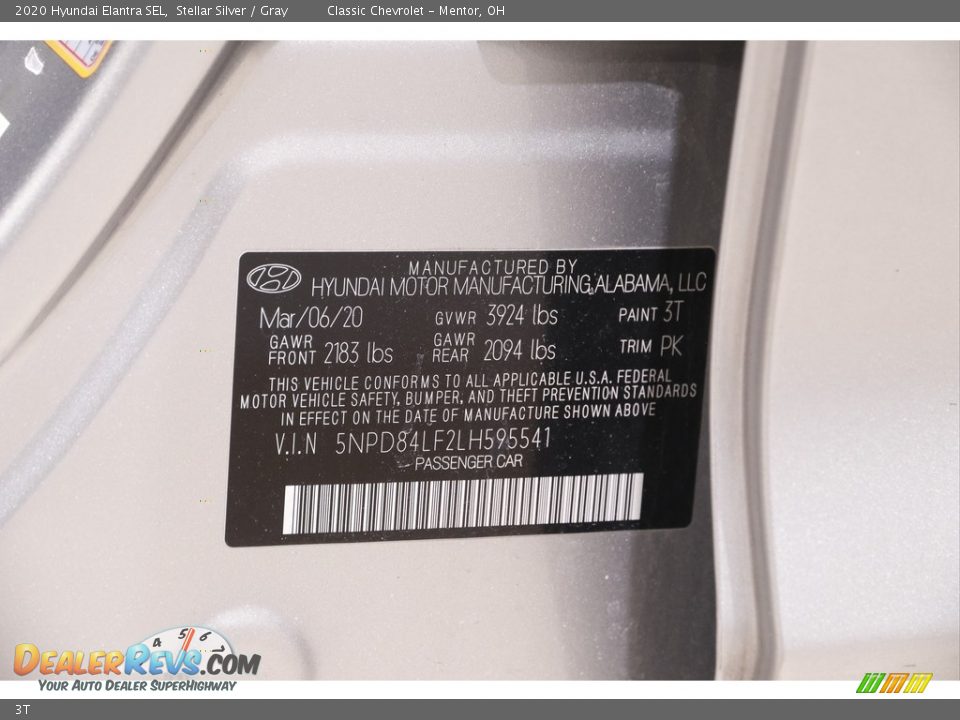 Hyundai Color Code 3T Stellar Silver