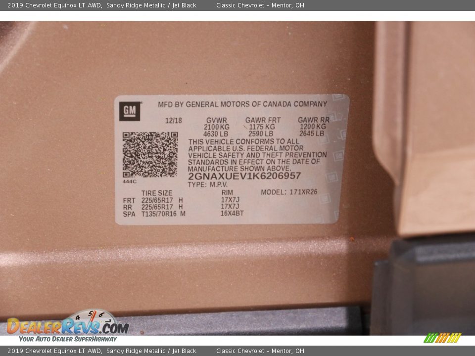 2019 Chevrolet Equinox LT AWD Sandy Ridge Metallic / Jet Black Photo #21