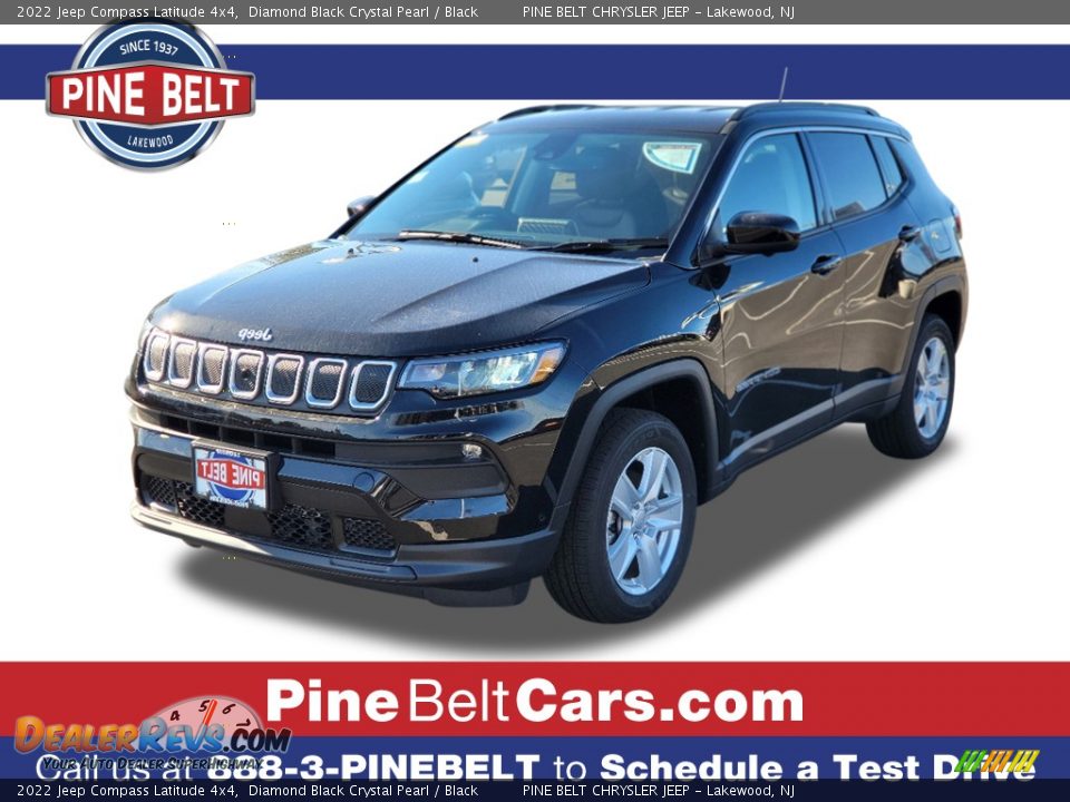 2022 Jeep Compass Latitude 4x4 Diamond Black Crystal Pearl / Black Photo #1