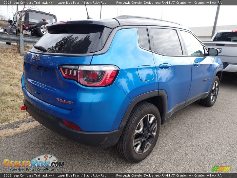 2018 Jeep Compass Trailhawk 4x4 Laser Blue Pearl / Black/Ruby Red Photo #2