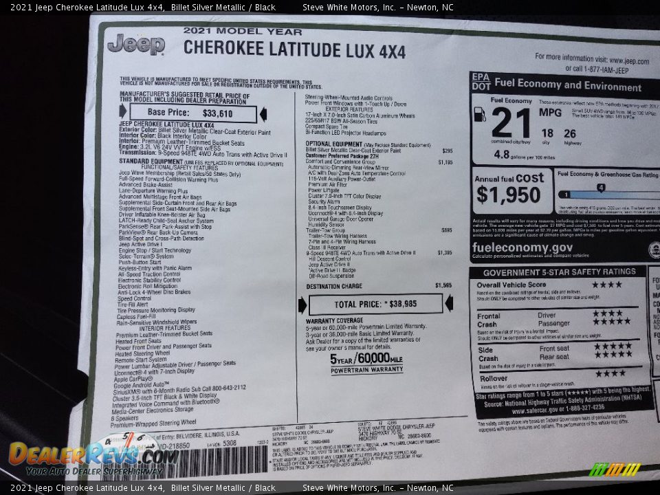 2021 Jeep Cherokee Latitude Lux 4x4 Billet Silver Metallic / Black Photo #28