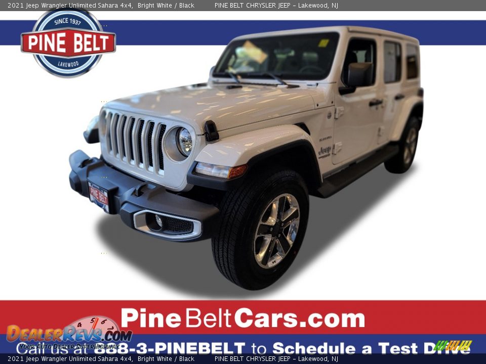 2021 Jeep Wrangler Unlimited Sahara 4x4 Bright White / Black Photo #1