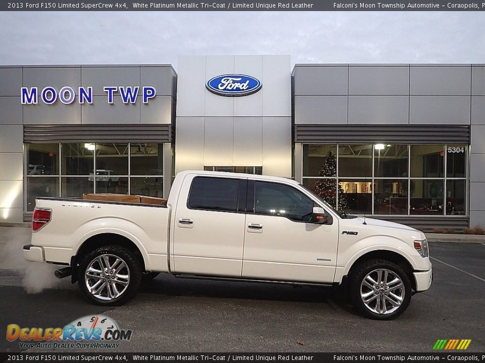 2013 Ford F150 Limited SuperCrew 4x4 White Platinum Metallic Tri-Coat / Limited Unique Red Leather Photo #1