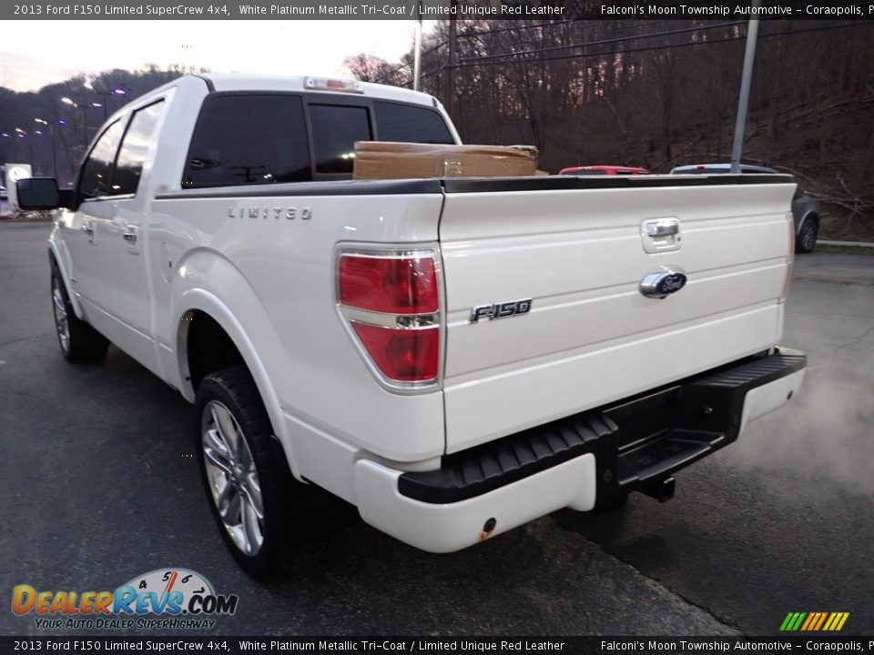 2013 Ford F150 Limited SuperCrew 4x4 White Platinum Metallic Tri-Coat / Limited Unique Red Leather Photo #4