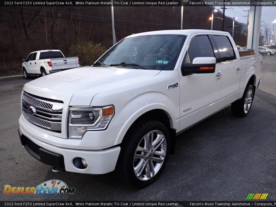 2013 Ford F150 Limited SuperCrew 4x4 White Platinum Metallic Tri-Coat / Limited Unique Red Leather Photo #6