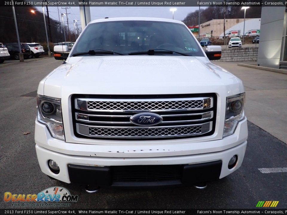 2013 Ford F150 Limited SuperCrew 4x4 White Platinum Metallic Tri-Coat / Limited Unique Red Leather Photo #7