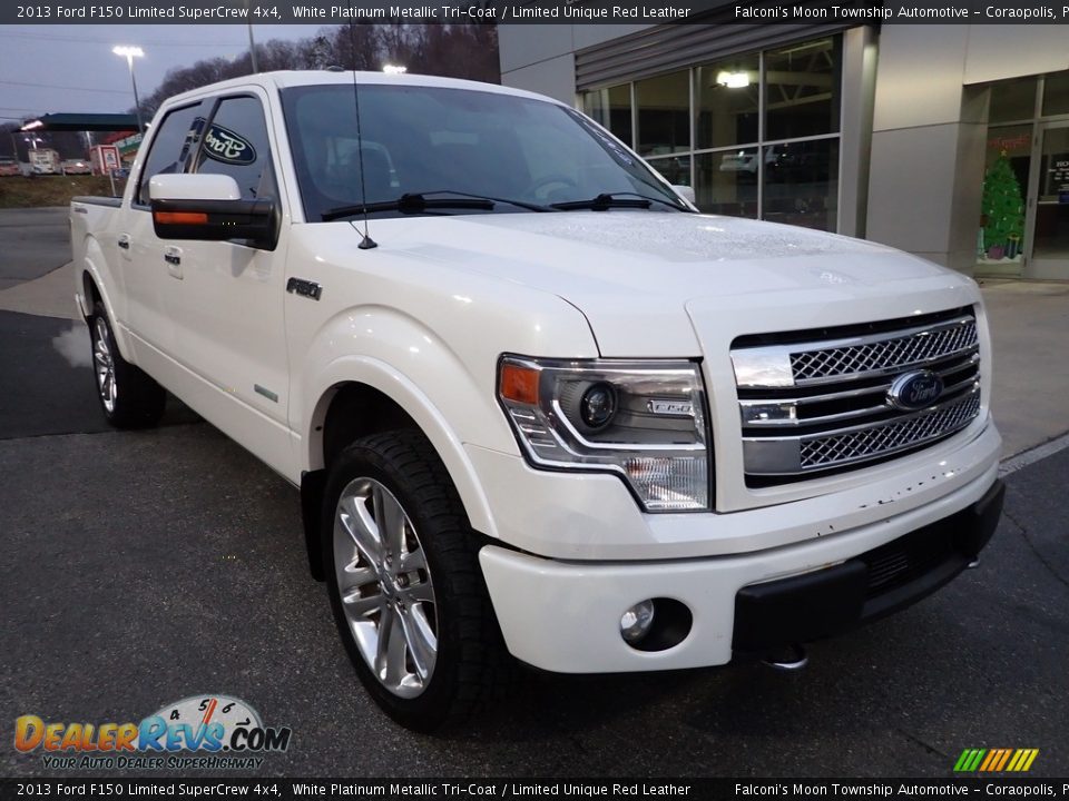 2013 Ford F150 Limited SuperCrew 4x4 White Platinum Metallic Tri-Coat / Limited Unique Red Leather Photo #8