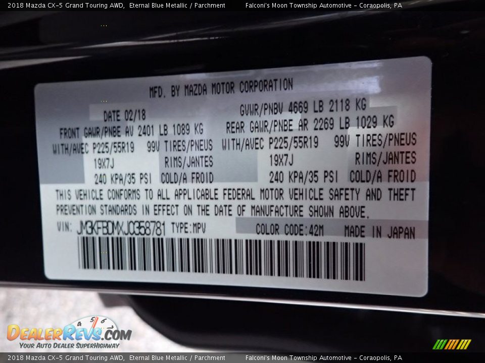 2018 Mazda CX-5 Grand Touring AWD Eternal Blue Metallic / Parchment Photo #27