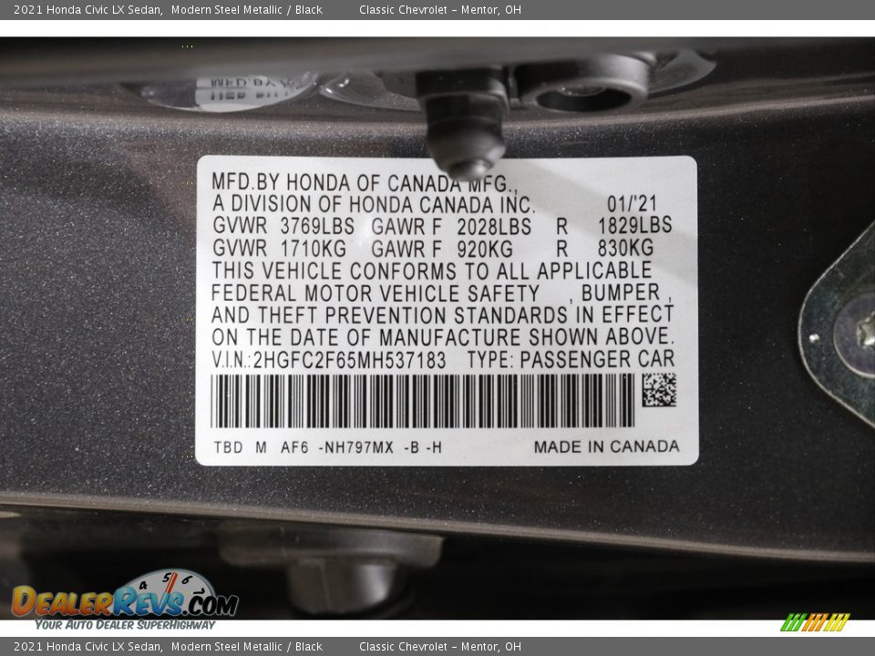 2021 Honda Civic LX Sedan Modern Steel Metallic / Black Photo #18