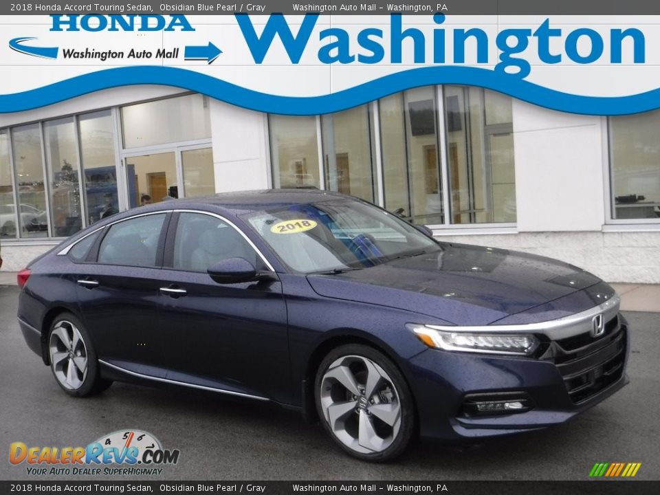 2018 Honda Accord Touring Sedan Obsidian Blue Pearl / Gray Photo #1