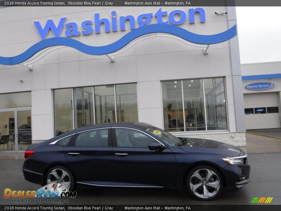 2018 Honda Accord Touring Sedan Obsidian Blue Pearl / Gray Photo #2