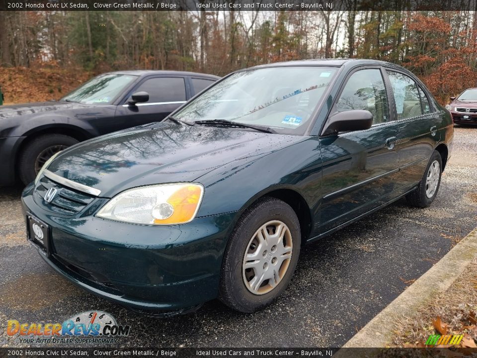 2002 Honda Civic LX Sedan Clover Green Metallic / Beige Photo #1