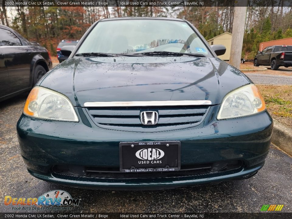 2002 Honda Civic LX Sedan Clover Green Metallic / Beige Photo #2