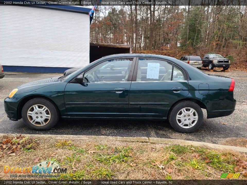 2002 Honda Civic LX Sedan Clover Green Metallic / Beige Photo #3