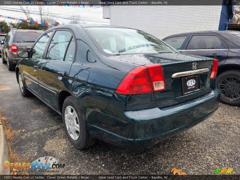 2002 Honda Civic LX Sedan Clover Green Metallic / Beige Photo #4