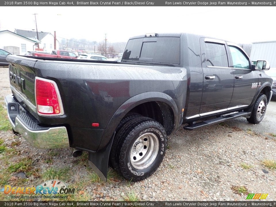 2018 Ram 3500 Big Horn Mega Cab 4x4 Brilliant Black Crystal Pearl / Black/Diesel Gray Photo #3