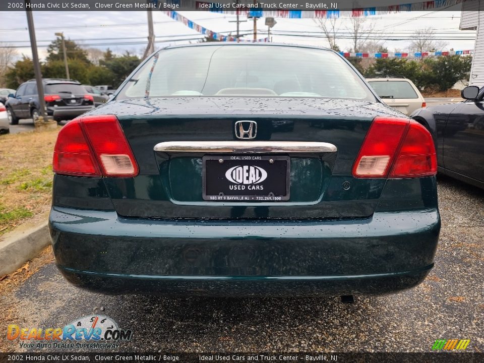 2002 Honda Civic LX Sedan Clover Green Metallic / Beige Photo #5