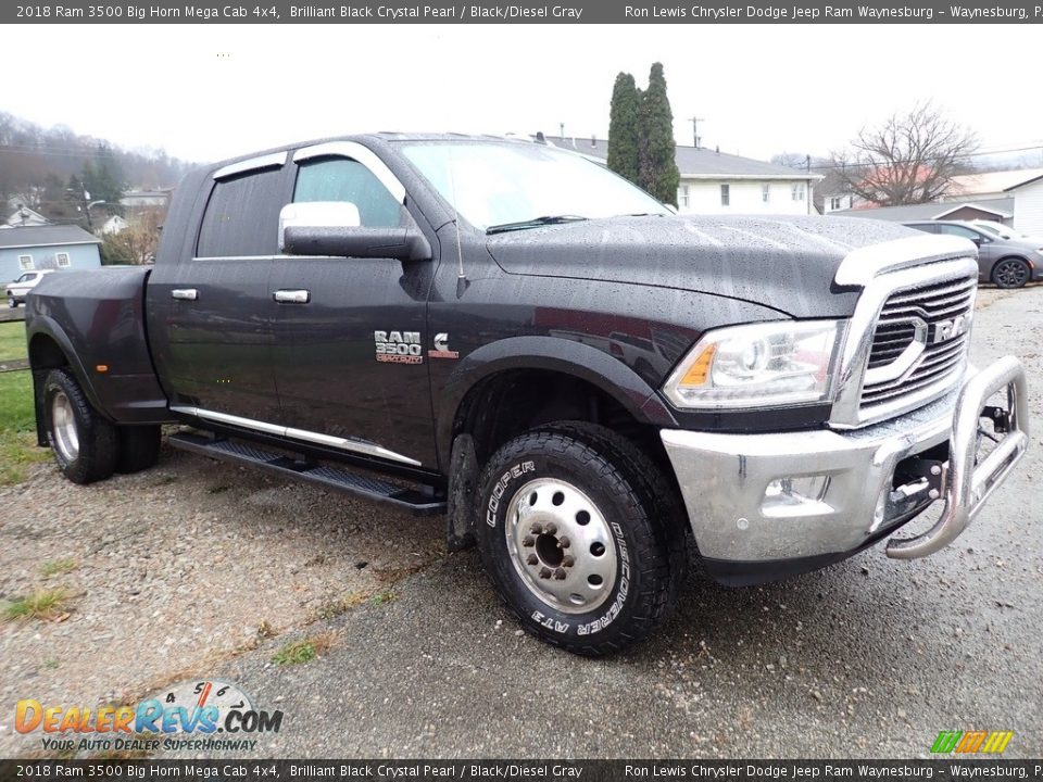 2018 Ram 3500 Big Horn Mega Cab 4x4 Brilliant Black Crystal Pearl / Black/Diesel Gray Photo #4