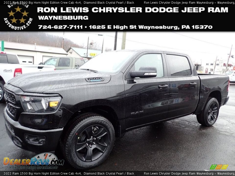 2022 Ram 1500 Big Horn Night Edition Crew Cab 4x4 Diamond Black Crystal Pearl / Black Photo #1