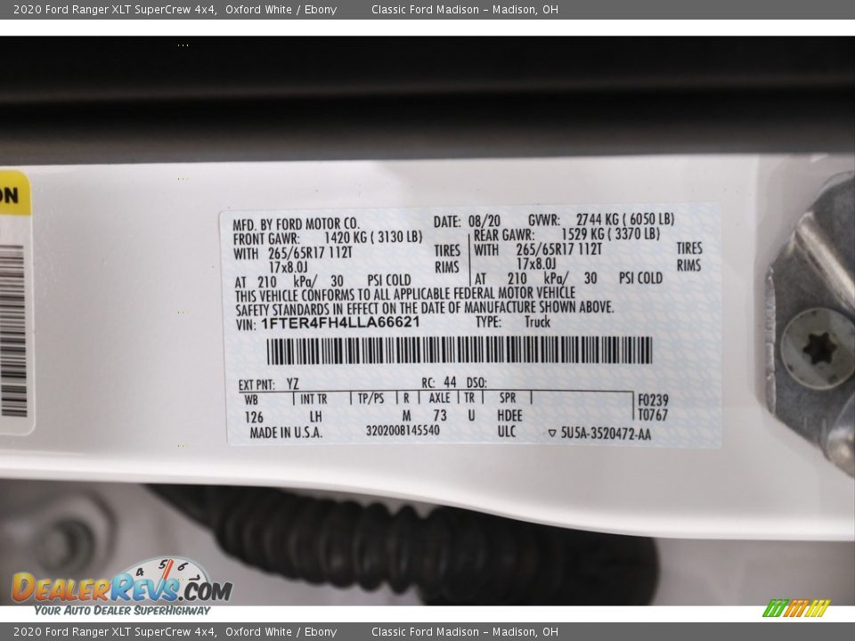 2020 Ford Ranger XLT SuperCrew 4x4 Oxford White / Ebony Photo #22