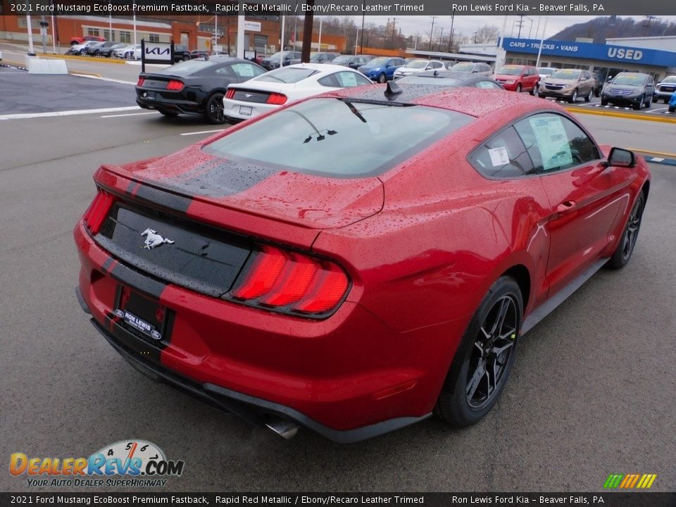 2021 Ford Mustang EcoBoost Premium Fastback Rapid Red Metallic / Ebony/Recaro Leather Trimed Photo #2
