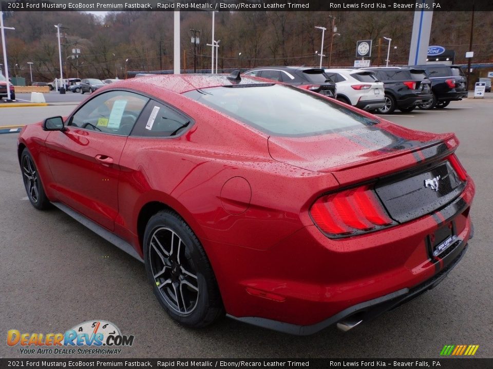 2021 Ford Mustang EcoBoost Premium Fastback Rapid Red Metallic / Ebony/Recaro Leather Trimed Photo #5