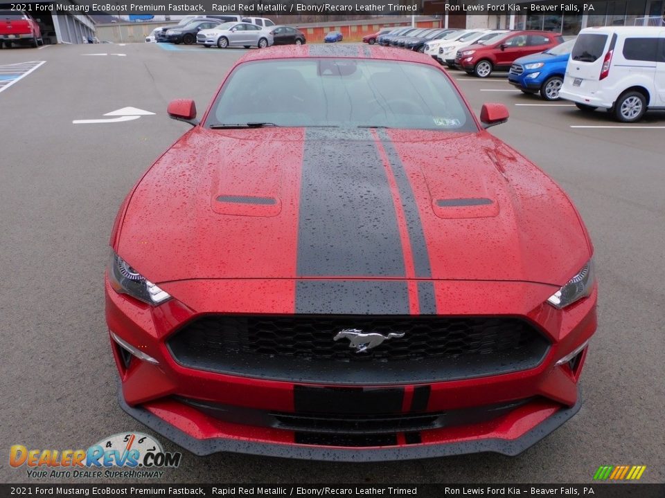 2021 Ford Mustang EcoBoost Premium Fastback Rapid Red Metallic / Ebony/Recaro Leather Trimed Photo #8