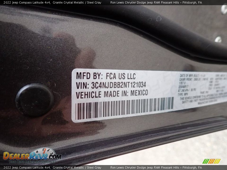 2022 Jeep Compass Latitude 4x4 Granite Crystal Metallic / Steel Gray Photo #15