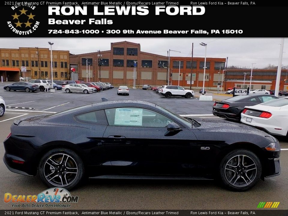 2021 Ford Mustang GT Premium Fastback Antimatter Blue Metallic / Ebony/Recaro Leather Trimed Photo #1