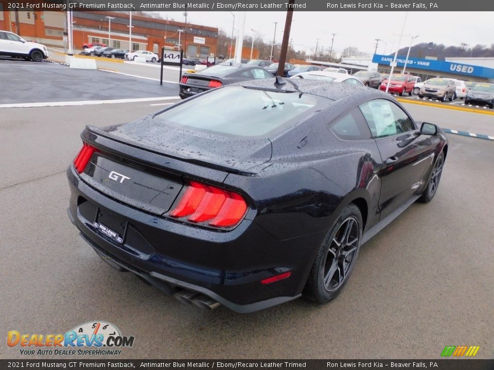 2021 Ford Mustang GT Premium Fastback Antimatter Blue Metallic / Ebony/Recaro Leather Trimed Photo #2