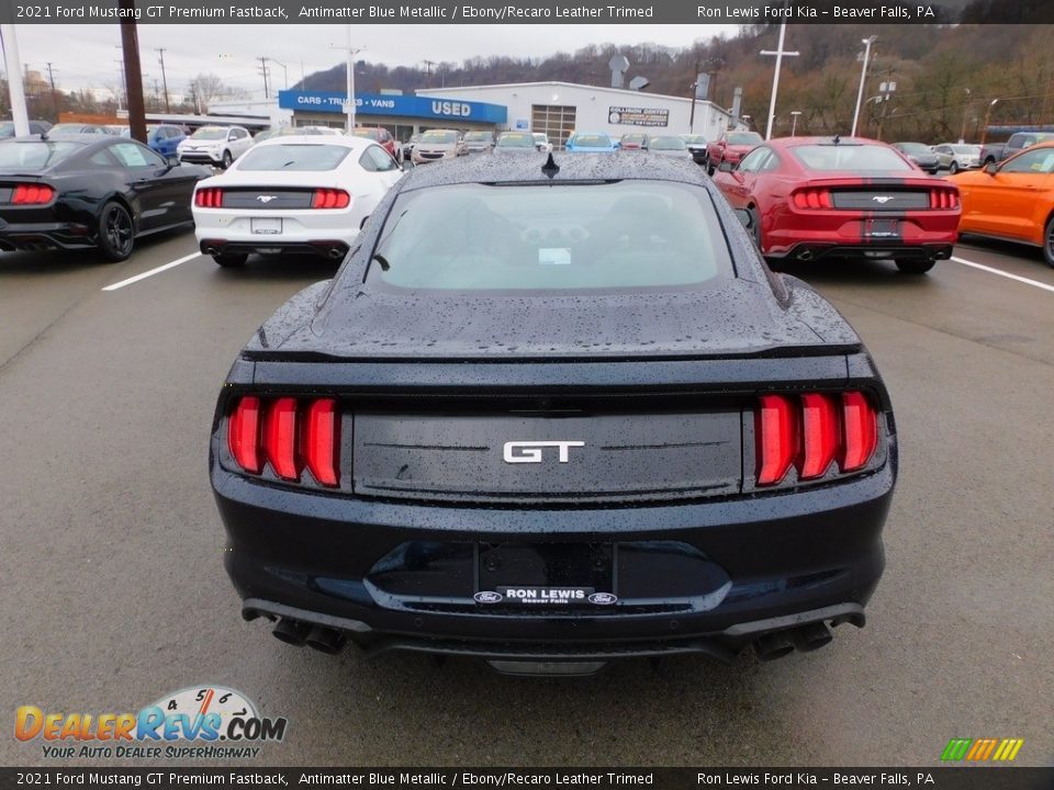 2021 Ford Mustang GT Premium Fastback Antimatter Blue Metallic / Ebony/Recaro Leather Trimed Photo #3