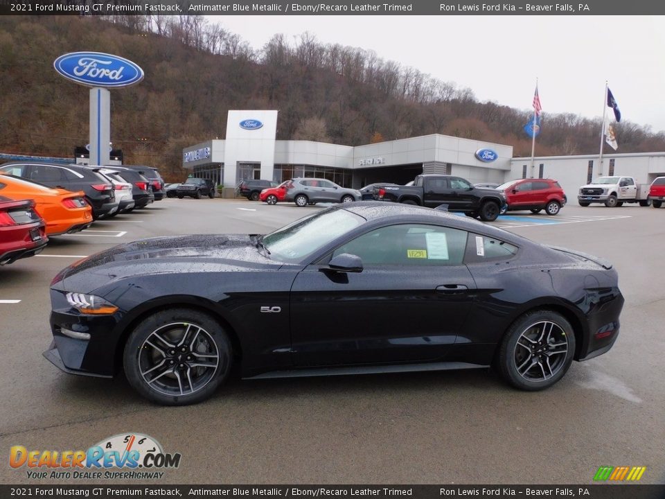 2021 Ford Mustang GT Premium Fastback Antimatter Blue Metallic / Ebony/Recaro Leather Trimed Photo #6