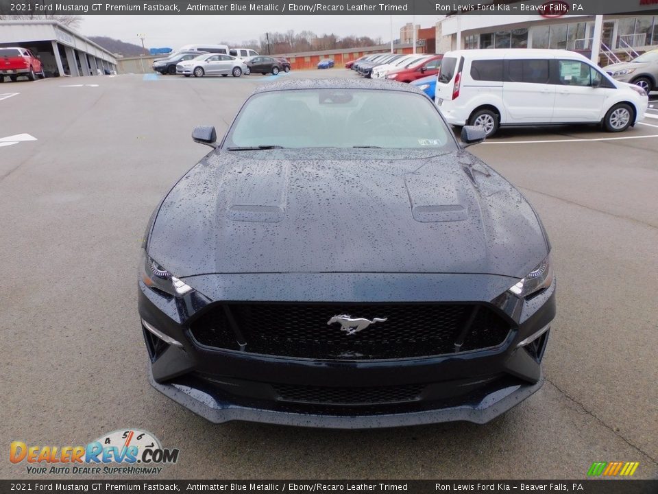 2021 Ford Mustang GT Premium Fastback Antimatter Blue Metallic / Ebony/Recaro Leather Trimed Photo #8