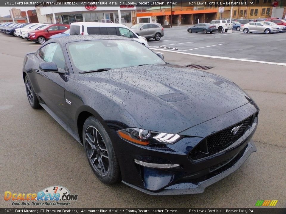 2021 Ford Mustang GT Premium Fastback Antimatter Blue Metallic / Ebony/Recaro Leather Trimed Photo #9
