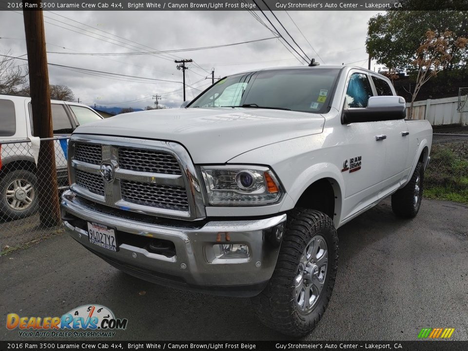 2016 Ram 3500 Laramie Crew Cab 4x4 Bright White / Canyon Brown/Light Frost Beige Photo #3