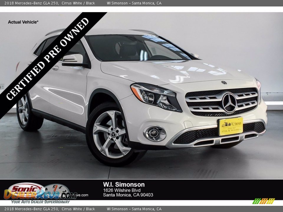 2018 Mercedes-Benz GLA 250 Cirrus White / Black Photo #1