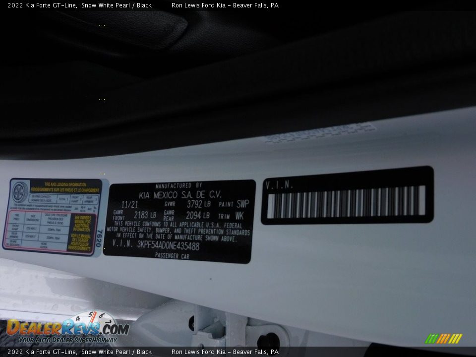 2022 Kia Forte GT-Line Snow White Pearl / Black Photo #20