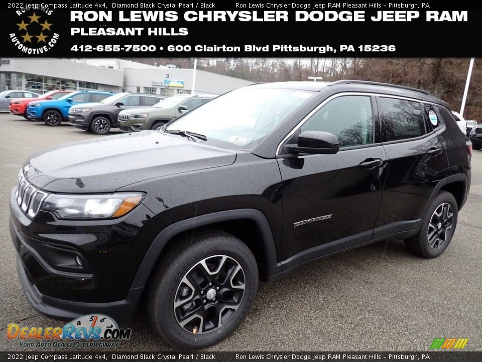 2022 Jeep Compass Latitude 4x4 Diamond Black Crystal Pearl / Black Photo #1
