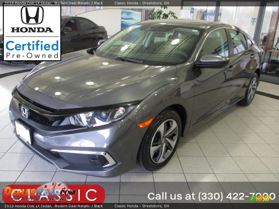 2019 Honda Civic LX Sedan Modern Steel Metallic / Black Photo #1