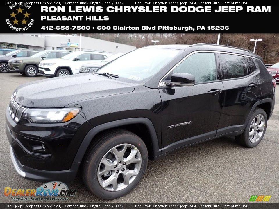 2022 Jeep Compass Limited 4x4 Diamond Black Crystal Pearl / Black Photo #1