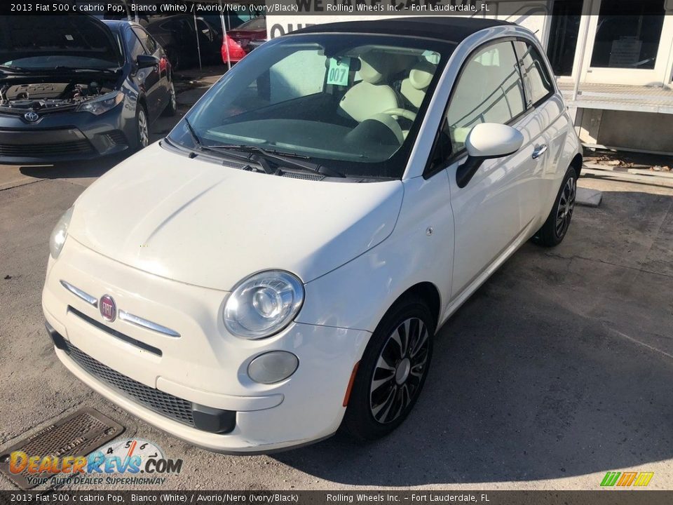 2013 Fiat 500 c cabrio Pop Bianco (White) / Avorio/Nero (Ivory/Black) Photo #2