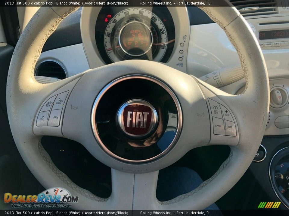 2013 Fiat 500 c cabrio Pop Bianco (White) / Avorio/Nero (Ivory/Black) Photo #6