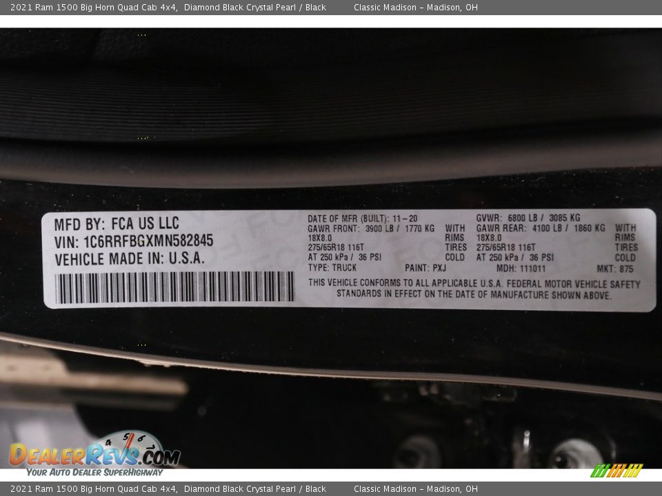 2021 Ram 1500 Big Horn Quad Cab 4x4 Diamond Black Crystal Pearl / Black Photo #19