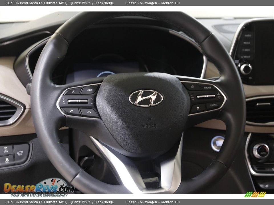 2019 Hyundai Santa Fe Ultimate AWD Quartz White / Black/Beige Photo #7