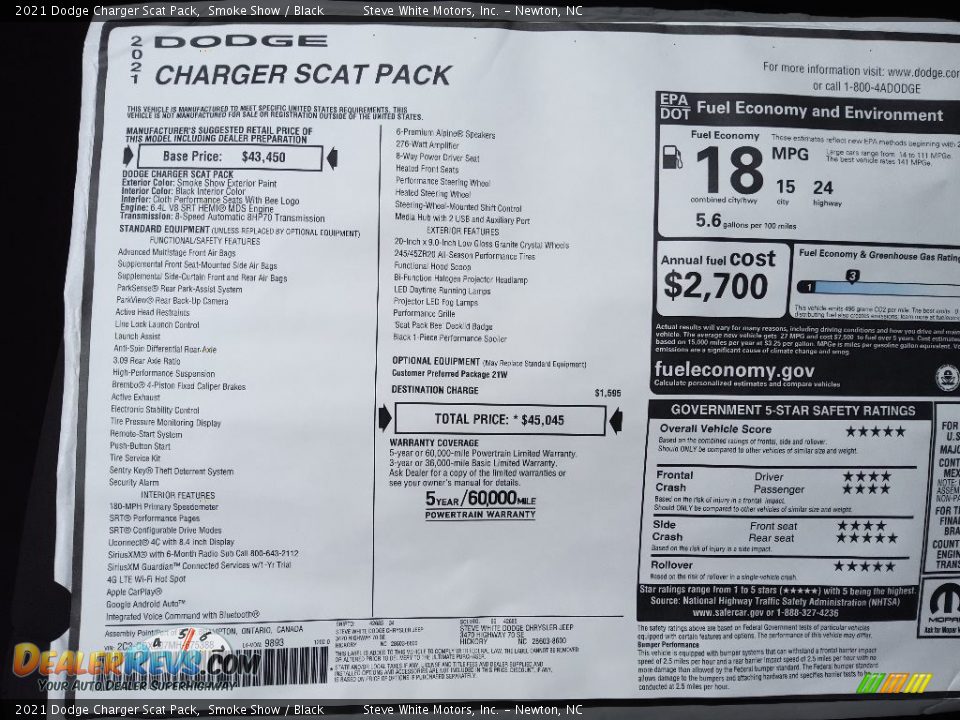 2021 Dodge Charger Scat Pack Smoke Show / Black Photo #27