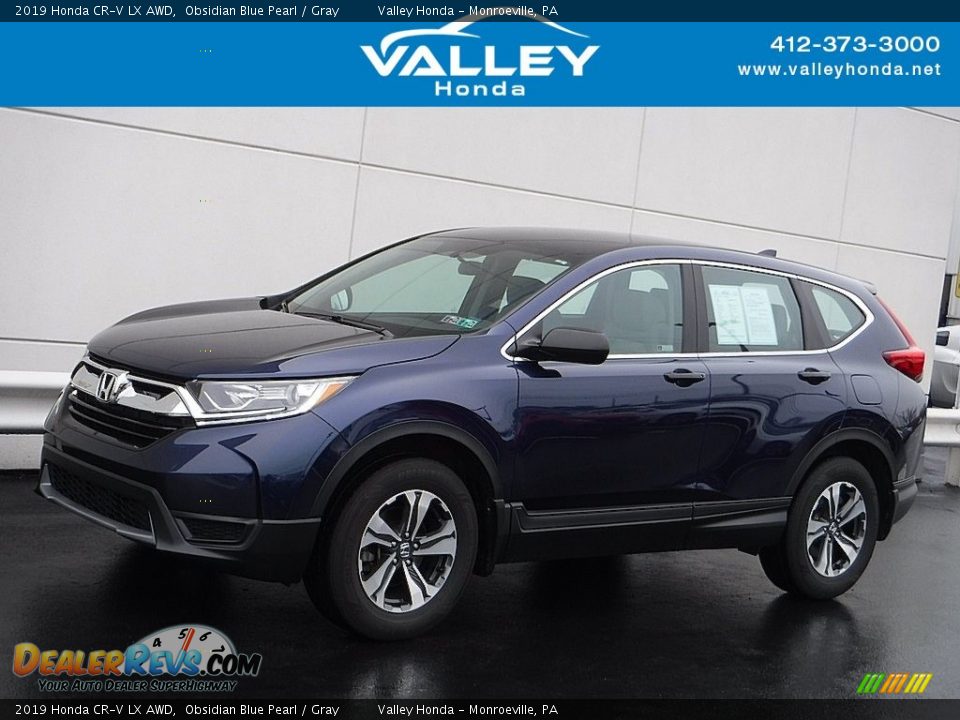 2019 Honda CR-V LX AWD Obsidian Blue Pearl / Gray Photo #1