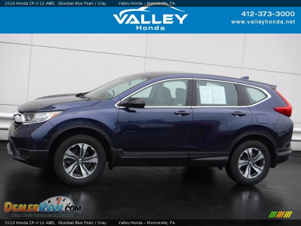 2019 Honda CR-V LX AWD Obsidian Blue Pearl / Gray Photo #2