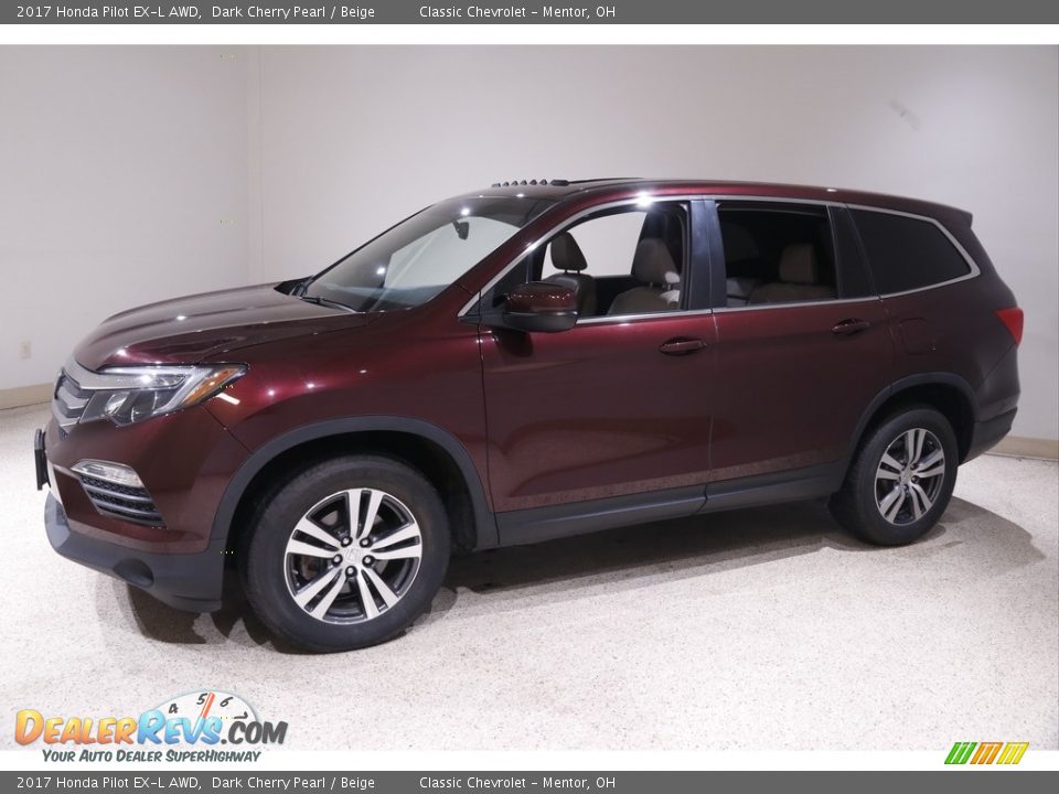 2017 Honda Pilot EX-L AWD Dark Cherry Pearl / Beige Photo #3