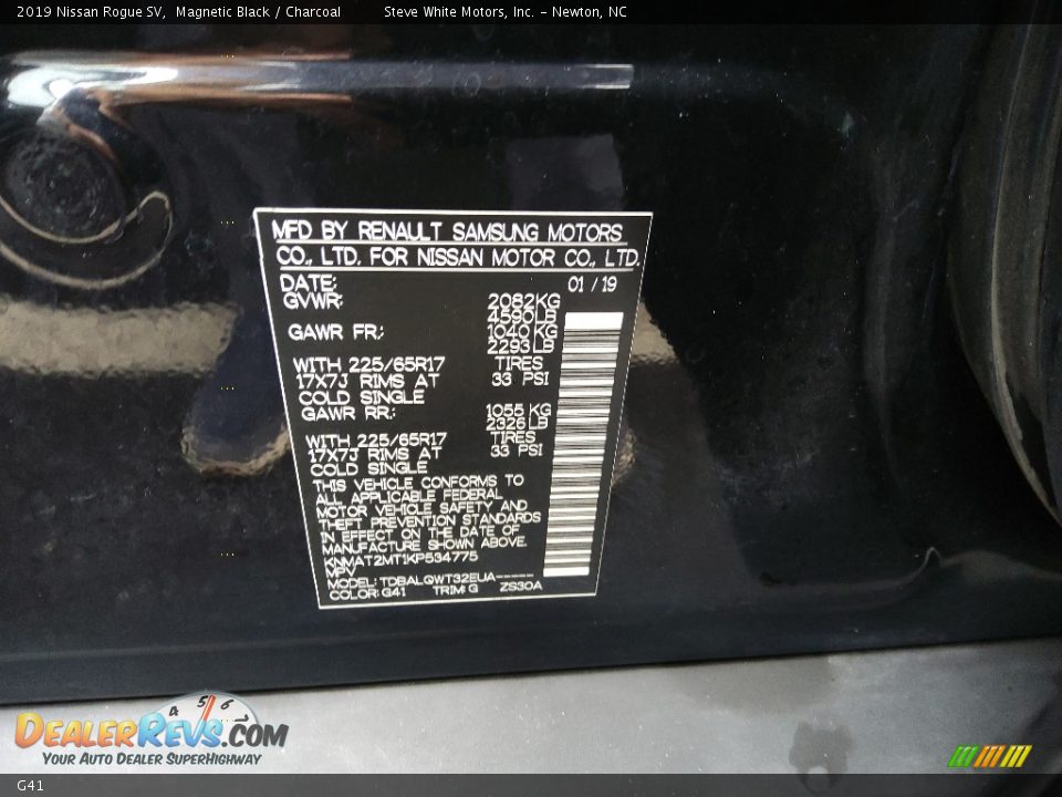 Nissan Color Code G41 Magnetic Black