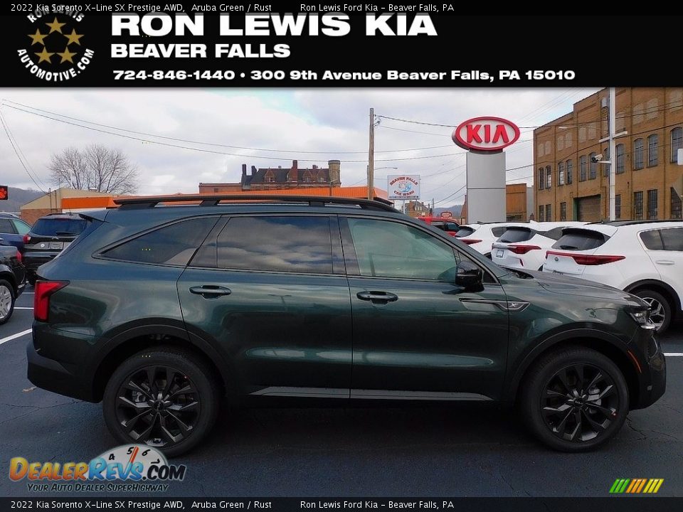 2022 Kia Sorento X-Line SX Prestige AWD Aruba Green / Rust Photo #1